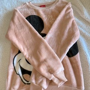 Disney, medium, tan/pink fuzzy sweatshirt